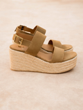 THÉA — Espadrilles compensées en cuir suédé