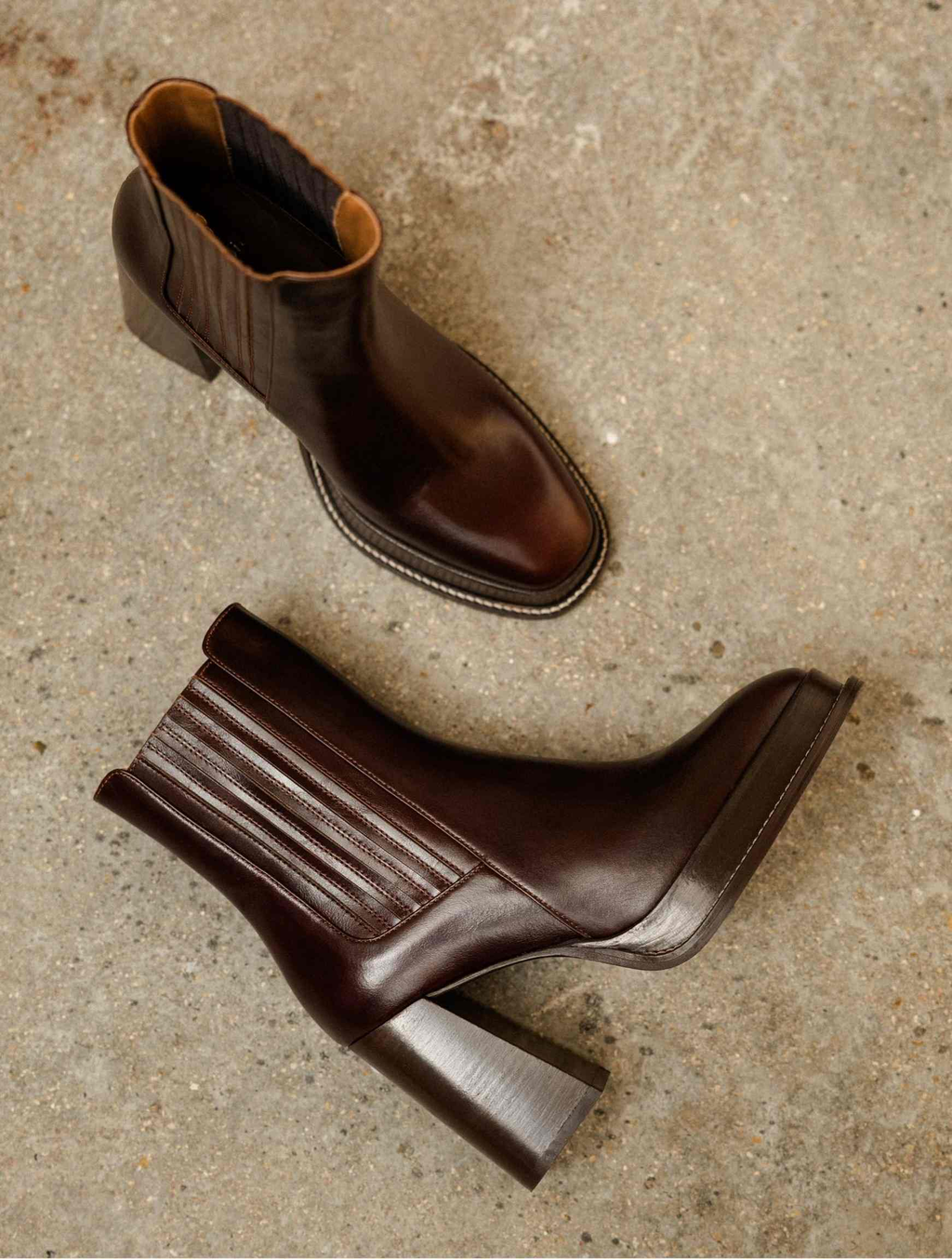 DEVA — Bottines à plateau et talon haut en cuir