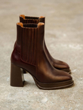 DEVA — Bottines à plateau et talon haut en cuir