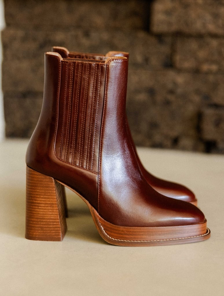 DEVA — Bottines à plateau et talon haut en cuir