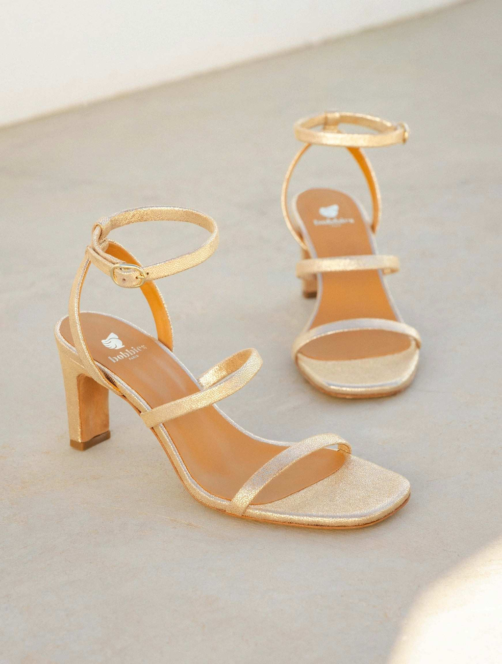 CASEY — Sandales à talons hauts en cuir lamé