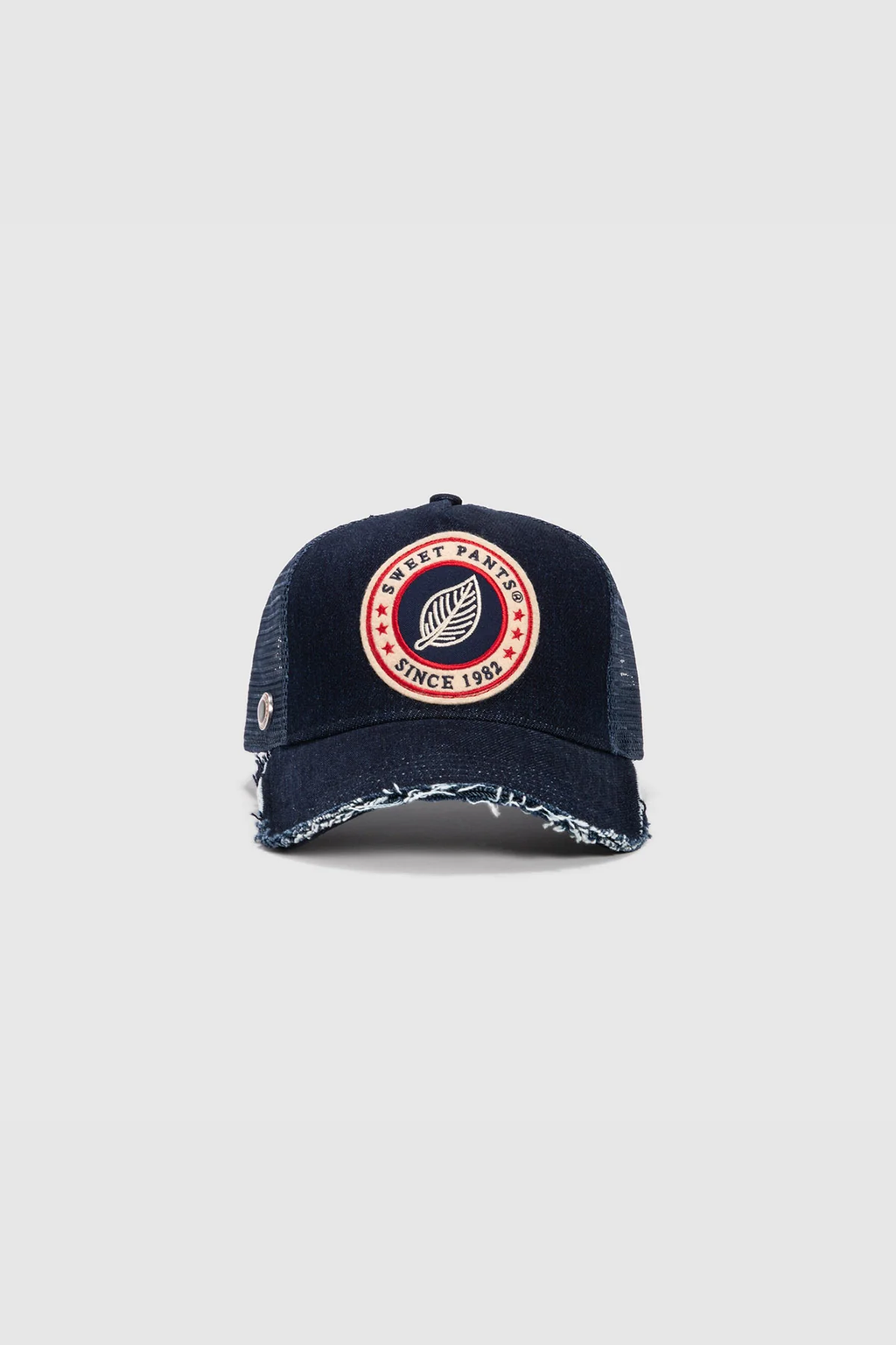 HOME RUN DENIM — Casquette bi-colore en coton et filet, visière imprimée