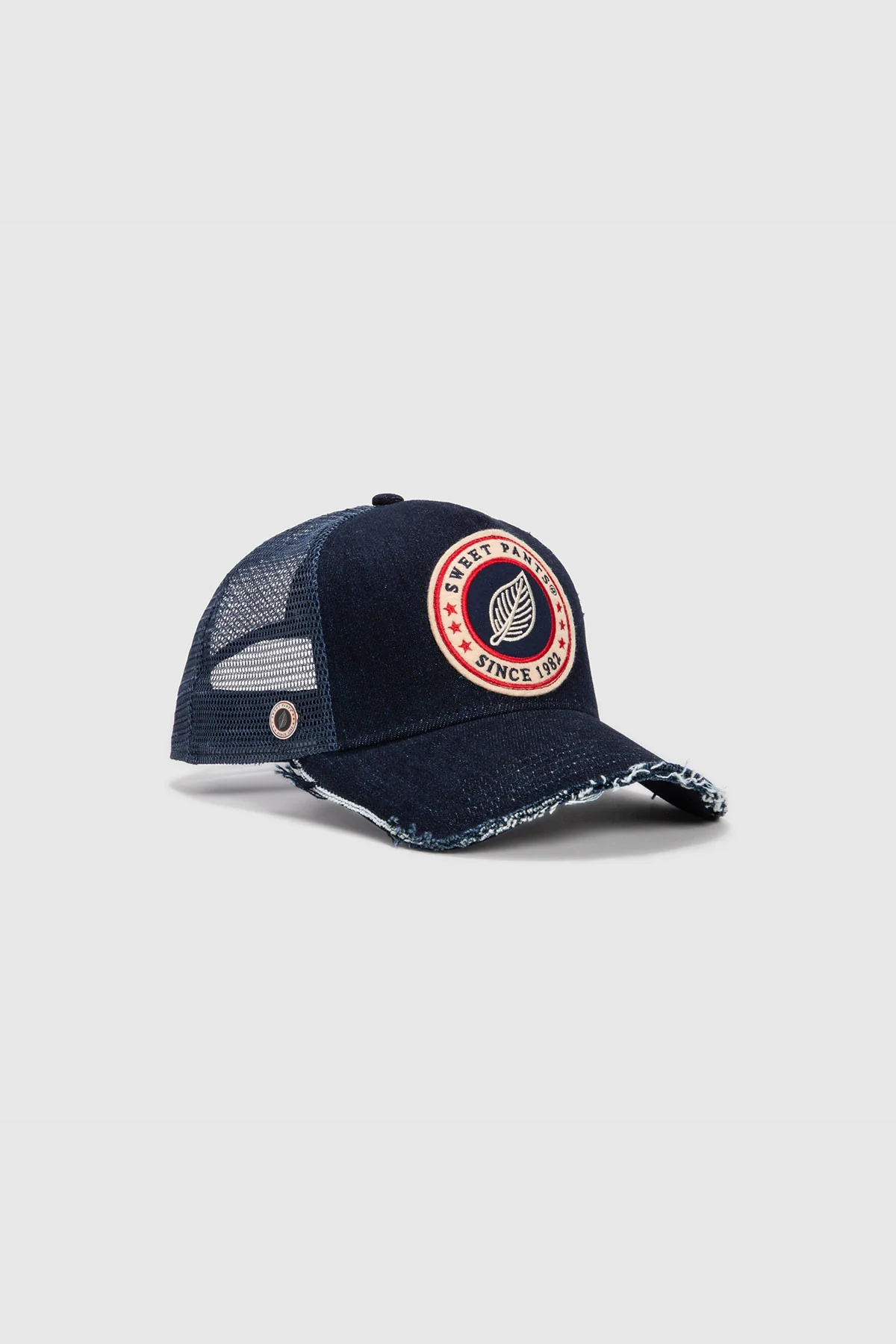 HOME RUN DENIM — Casquette bi-colore en coton et filet, visière imprimée