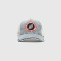 HOME RUN DENIM — Casquette bi-colore en coton et filet, visière imprimée