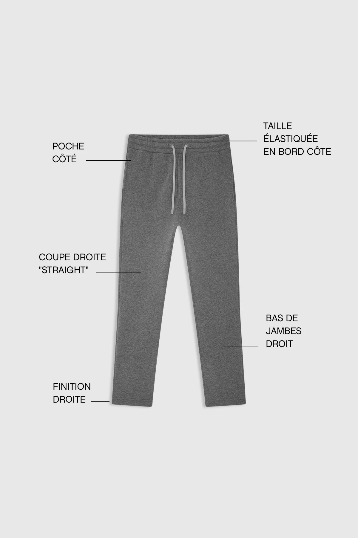 ICONIC STRAIGHT — Pantalon coupe droite en molleton - Night