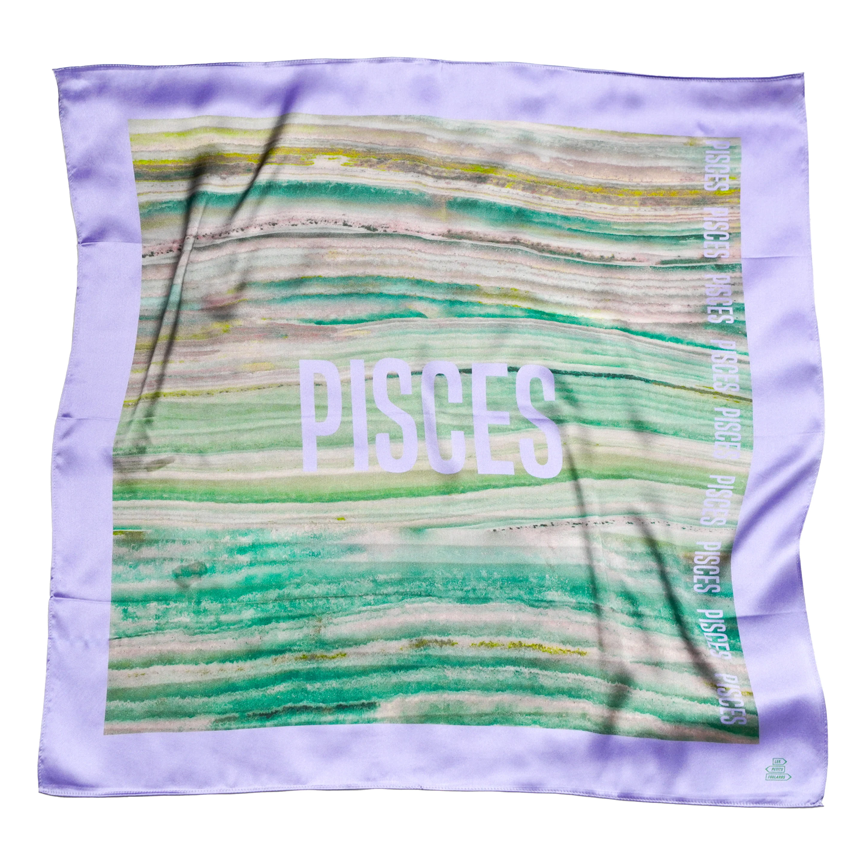 Foulard Pisces (Poissons) — Aigue-Marine - Soie
