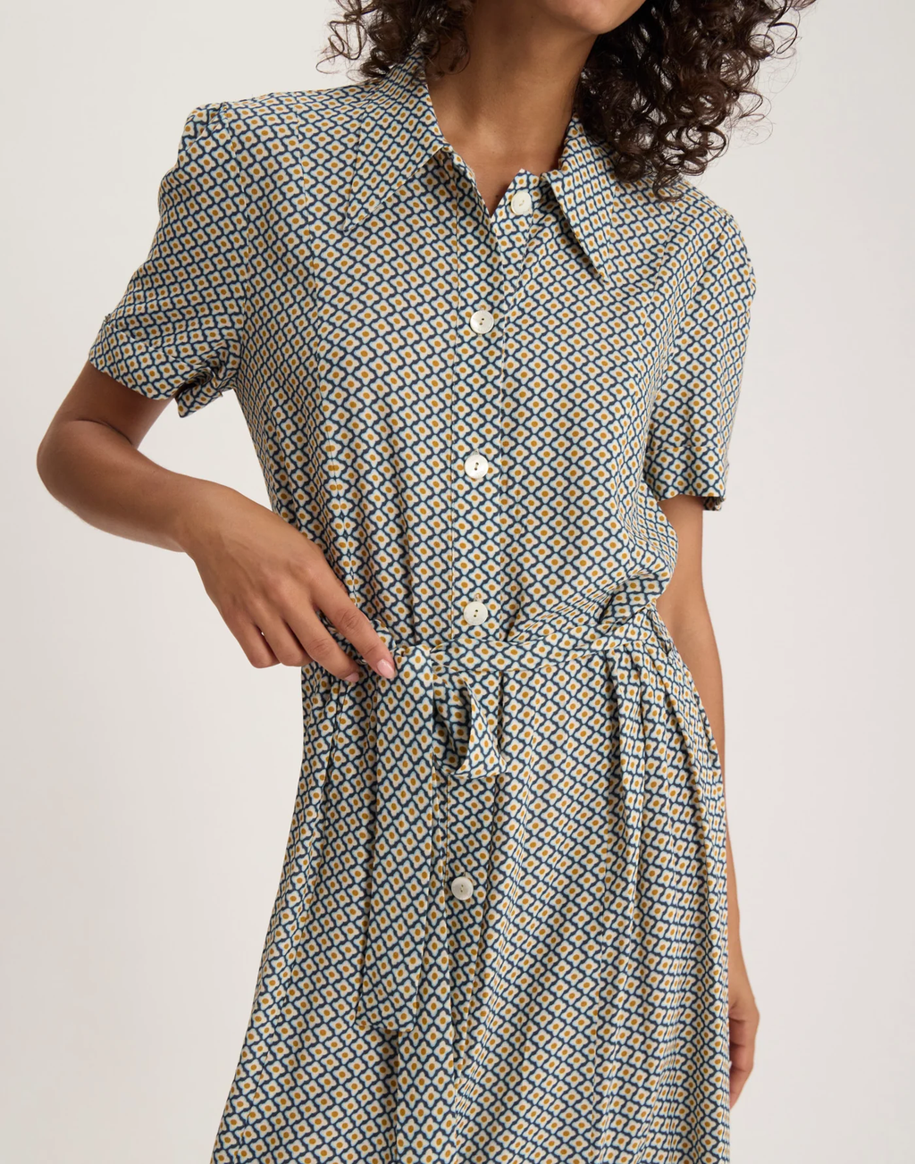 Robe Sacha – Crêpe Print Tie Blue