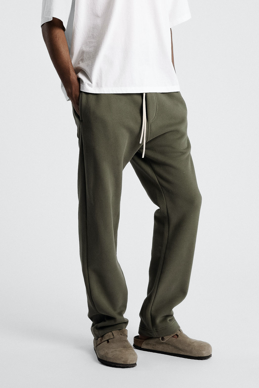 ICONIC STRAIGHT — Pantalon coupe droite en molleton - Leaf